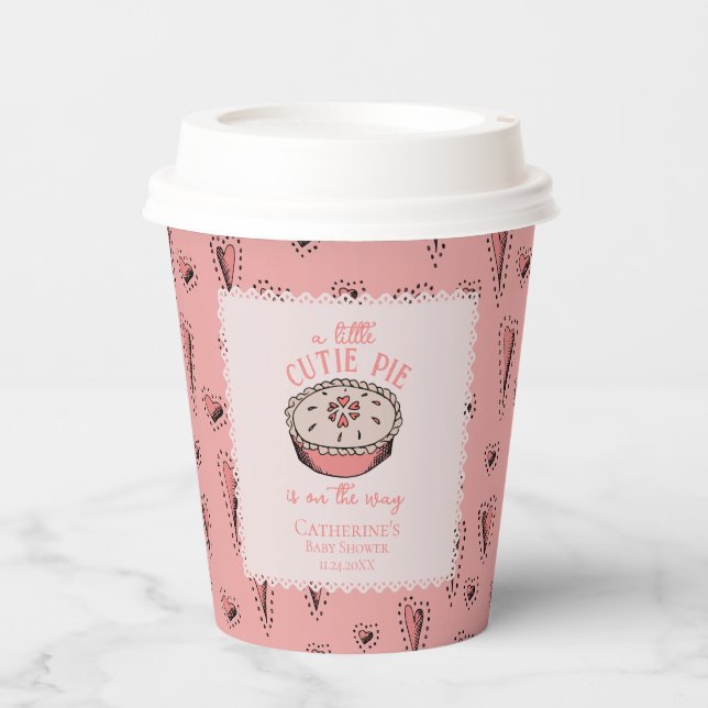 Pink Little Cutie Pie Autumn Baby Girl Shower Paper Cups (Front)