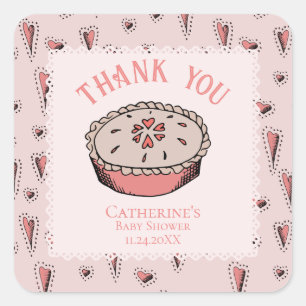 Pink Little Cutie Pie Baby Girl Thank You Square Sticker