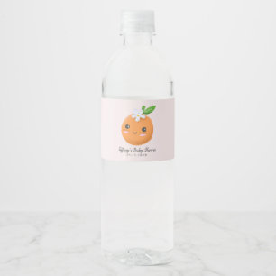 Pink Little Cutie Theme Oranges Baby Shower Water Bottle Label