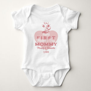 Pink Little Dragon Baby Dragon First Mother's Day Bodysuit