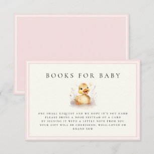 Pink Little Duck Baby Shower Books for Baby Card