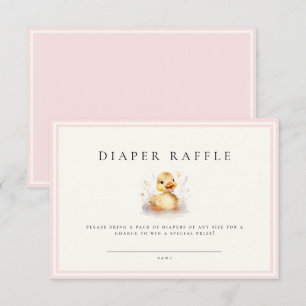 Pink Little Duck Baby Shower Diaper Raffle Ticket
