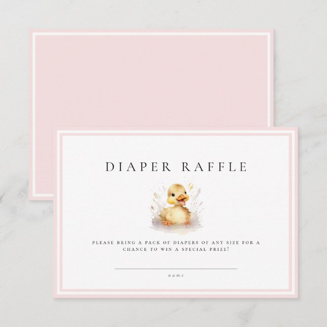 Pink Little Duck Baby Shower Diaper Raffle Ticket (Front/Back)