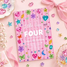 Pink Little Gem 4th Birthday Invitation