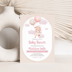 Pink Little Lamb Baby Shower Invitation