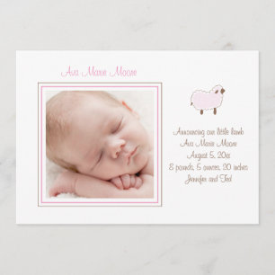 Pink Little Lamb Birth Announcement
