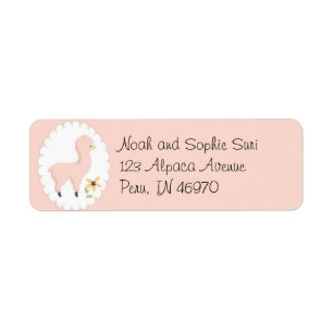 Pink Little Llama Paper Return Address Label