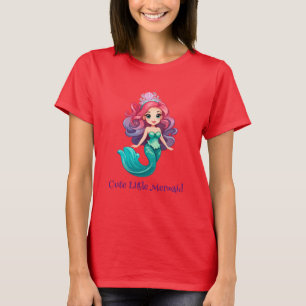 Pink little mermaid princess rainbow colourful kid T-Shirt