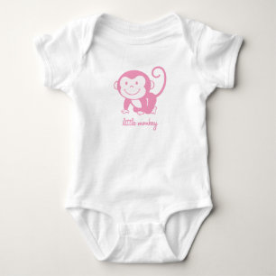 pink little monkey baby bodysuit