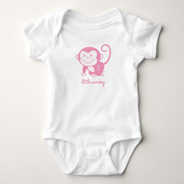 pink little monkey baby bodysuit (Front)