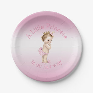 Pink Little Princess Baby Shower Paper Plate