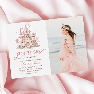Pink Little Princess Castle Girl Baby Shower Photo Invitation