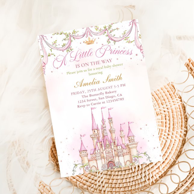 Pink Little Princess Royal Castle Baby Shower Invitation (Creator Uploaded)