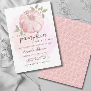 Pink Little Pumpkin Autumn Fall Baby Shower Invitation