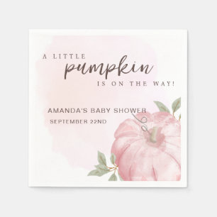Pink Little Pumpkin Autumn Fall Baby Shower Napkin