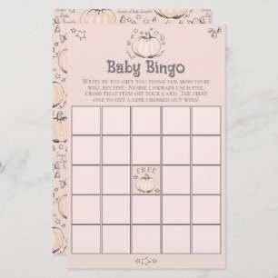 Pink Little Pumpkin Baby Bingo Baby Shower Game