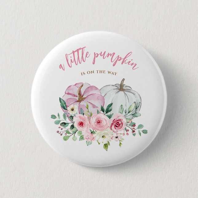 Pink Little Pumpkin Baby Shower 6 Cm Round Badge (Front)