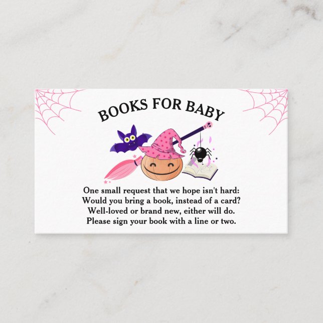 Pink Little Pumpkin Baby Shower Books for Baby Business Card (Front)