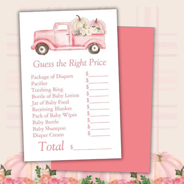 Pink Little Pumpkin Baby Shower Guess Right Price (Creator Uploaded)