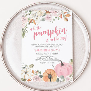 Pink Little Pumpkin Baby Shower Invitation