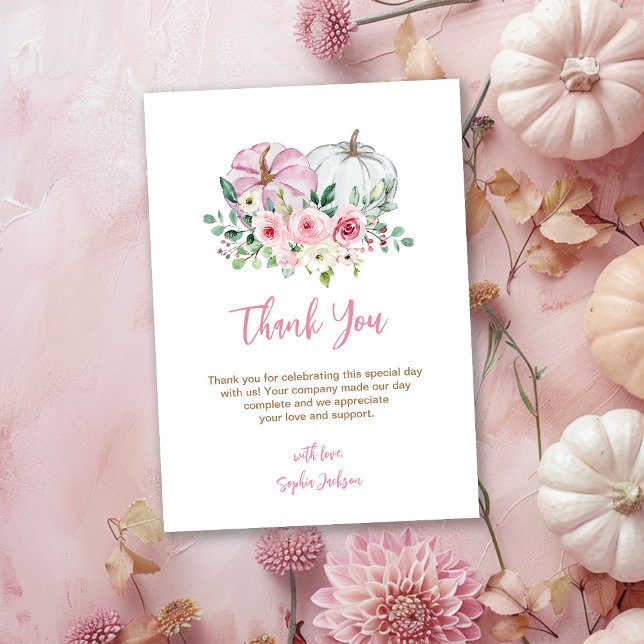 Pink Little Pumpkin Baby Shower Thank You Card (Creator Uploaded)