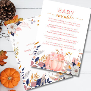 Pink little pumpkin baby sprinkle invitation