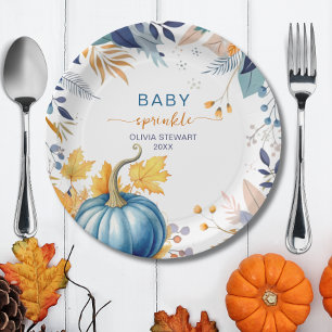 Pink little pumpkin baby sprinkle paper plate