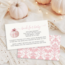 Pink Little Pumpkin Bow Book for Baby Girl Shower
