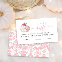 Pink Little Pumpkin Bow Diaper Raffle Baby Shower