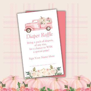 Pink Little Pumpkin Diaper Raffle Ticket Enclosure Card
