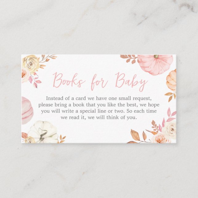 Pink Little Pumpkin Fall Baby Books for Baby Enclosure Card (Front)