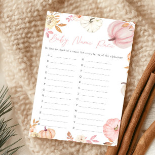 Pink Little Pumpkin Fall Baby Name Race Game