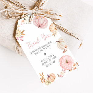 Pink Little Pumpkin Fall Baby Shower Favor Tags
