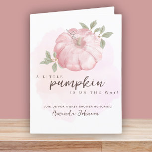 Pink Little Pumpkin Fall Baby Shower Invitation