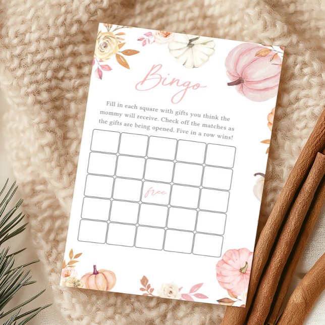 Pink Little Pumpkin Fall Bingo Game (Girl Little Pumpkin Fall Baby Shower Bingo Game)
