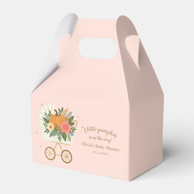 Pink Little Pumpkin Girl Baby Shower Favour Box (Front Side)