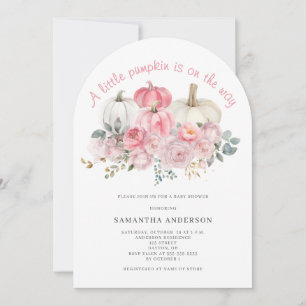 Pink Little Pumpkin Girl Baby Shower Invitation