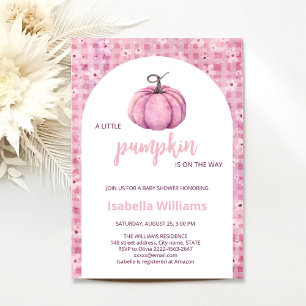 Pink little Pumpkin girl Baby Shower Invitation