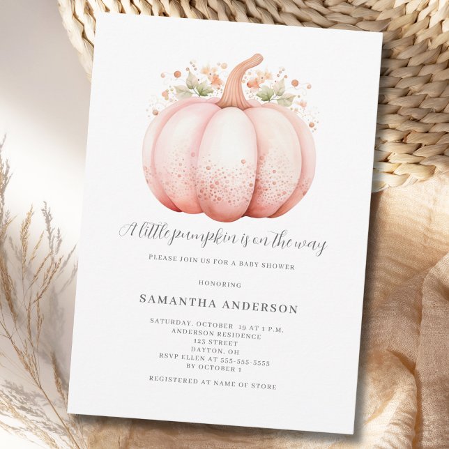 Pink Little Pumpkin Girl Baby Shower Invitation (Creator Uploaded)