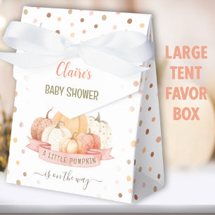 Pink Little Pumpkin Girl Baby Shower Large Tent Favour Box