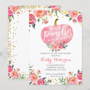 Pink little pumpkin invitation