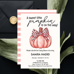 Pink Little Pumpkin It's a Girl Autumn Baby Shower Invitation