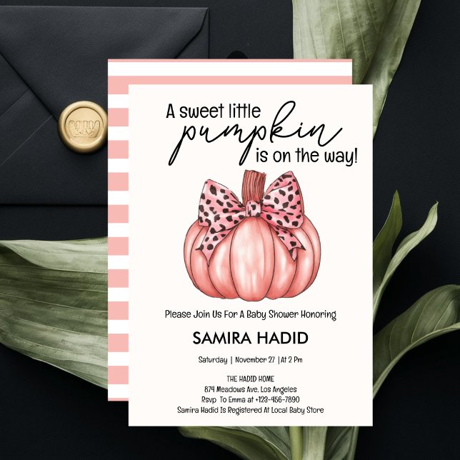 Pink Little Pumpkin It's a Girl Autumn Baby Shower Invitation (Creator Uploaded)