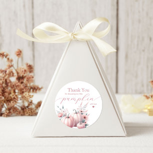 Pink Little Pumpkin Thank You Classic Round Sticker