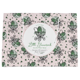 Pink Little Shamrock St Patrick's Day Baby Shower Large Gift Bag