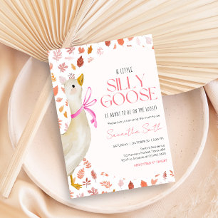Pink Little Silly Goose Baby Shower Invitation