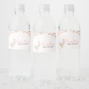 Pink Little Silly Goose Baby Shower Water Bottle Label