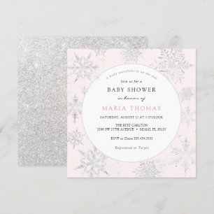Pink Little Snowflake Baby Shower Invitation