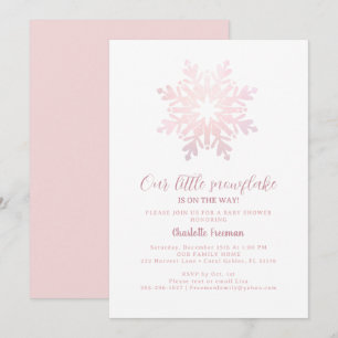 Pink Little Snowflake Baby Shower Invite