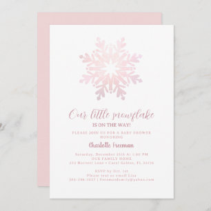 Pink Little Snowflake Is On The Way Baby Shower Invitation